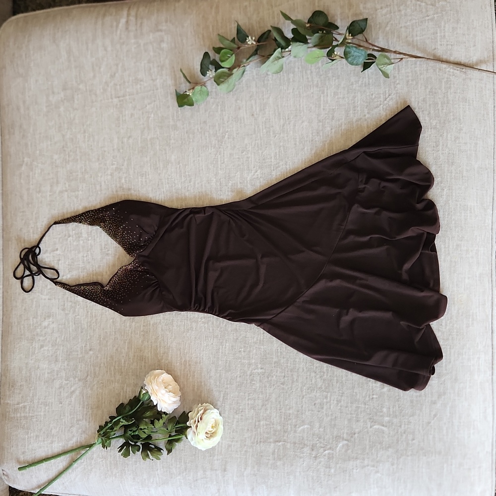Gorgeous Retro Y2K Brown Halter Le Chateau Dress 💎